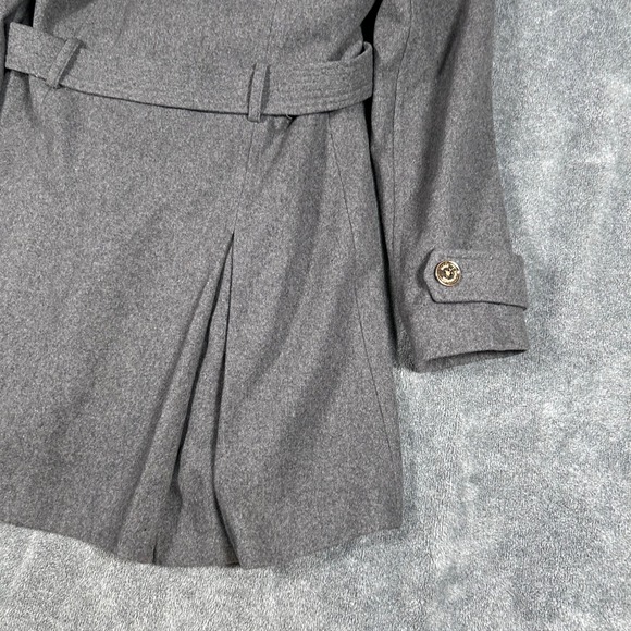 Michael Kors Women's Grey Hooded Wool Blend Belted Trench Coat Size S - Picture 11 of 16